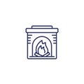fireplace line icon on white