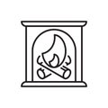 Fireplace line icon on white