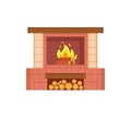 Fireplace with Logs in Special Container Icon