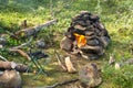 Fireplace made from stones