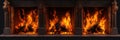 Fireplace Mantel With Fire On Isolated Tansparent Background Royalty Free Stock Photo