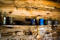 Fireplace Mantel in Pioneer Log Cabin