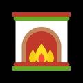 Fireplace, Merry Christmas icon set, flat design pixel perfect Royalty Free Stock Photo