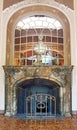 Fireplace and mirror in House of Scientists, Lviv, Ukraine