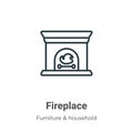 Fireplace outline vector icon. Thin line black fireplace icon, flat vector simple element illustration from editable furniture