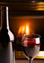 Fireplace red wine