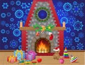 Fireplace room with christmas gifts