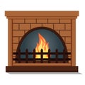 Fireplace with rounded firebox close up icon isolated Royalty Free Stock Photo