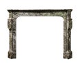 Fireplace surround in grey white marble antique Victorian isolat