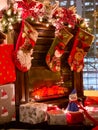 Vertical shot of Christmas by the fireplace in downtown Vancouver