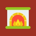 Fireplace vector, Christmas style flat style icon Royalty Free Stock Photo