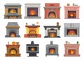 Fireplace vector house christmas wood fire place home illustration warm winter interior bonfire isolated illustration Royalty Free Stock Photo