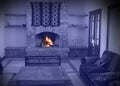 Fireplace of a warm house Royalty Free Stock Photo
