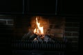 Fireplace with yellow flames