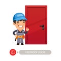 Fireproof Door and Worker Royalty Free Stock Photo