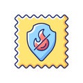 Fireproof fabric feature on fabric vector flat color icon