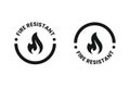 Fireproof icon set. Fire resistant icon sign. Flame protection. Fire Resistant label vector Royalty Free Stock Photo