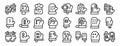 Fireproof kitchen mittens icons set outline vector. Oven glove Royalty Free Stock Photo