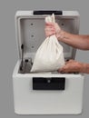 Fireproof safe with large money bag