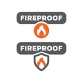 Fireproof vector label with flame