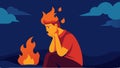 The fires glow illuminating a stoic thinker lost in thought.. Vector illustration. Royalty Free Stock Photo