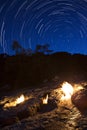 The fires of Yanartas at night, Antalya, Turkey