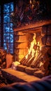 Fireside tranquility Cozy ambiance created by a crackling fireplace