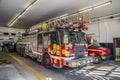 Firetruck in Montreal Plateau fire station, Canada