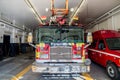 Firetruck in Montreal Plateau fire station, Canada