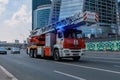 Firetruck in motion. Fire suppression and victim assistance concept Royalty Free Stock Photo