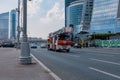 Firetruck in motion. Fire suppression and victim assistance concept Royalty Free Stock Photo