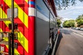 Firetruck on side of road Royalty Free Stock Photo