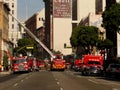 Firetrucks Working in Downtown Los Angeles California Royalty Free Stock Photo