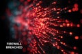 Firewall breached data cyber attack concept with digital lights Royalty Free Stock Photo