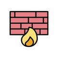 Firewall cyber attack icon. Simple color with outline vector elements of hacks icons for ui and ux, website or mobile application Royalty Free Stock Photo