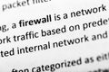 Firewall explanation or description in dictionary or article. Firewall is a defensive computer system against network attacks.