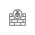Firewall hacking line icon