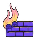 Firewall icon in color drawing