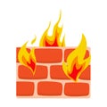 Firewall icon flat Wall in fire icon vector illustration