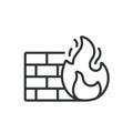 Firewall, icon in line design. Firewall, security, protection, network, cybersecurity, defense, barrier on white
