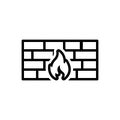 Black line icon for Firewall, secure and safety