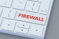 Firewall inscription on button on keyboard. Database safety concept. Web protection. Network security. Royalty Free Stock Photo