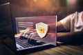 firewall and internet security concept, secured access to user personal data information, cybersecurity, internet security, screen