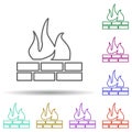 Firewall multi color icon. Simple thin line, outline vector of security icons for ui and ux, website or mobile application Royalty Free Stock Photo