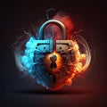 Firewall Padlock Protecting Data - Generative Ai
