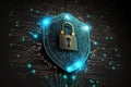 Firewall Padlock Protecting Data