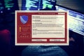 Firewall popup programming on computer coding screen background Royalty Free Stock Photo