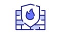 Firewall security antivirus protection single isolated icon with dash or dashed line style Royalty Free Stock Photo