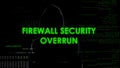 Firewall security overrun, hacker getting access to privacy, internet attack