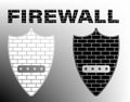 Firewall sign. Black and white building brick shield with a pin input window. Network data protection. Isolated vector